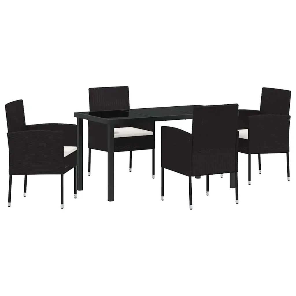 Garden Dining Set 5 Piece Outdoor Furniture Table and Chairs with Cushions Black