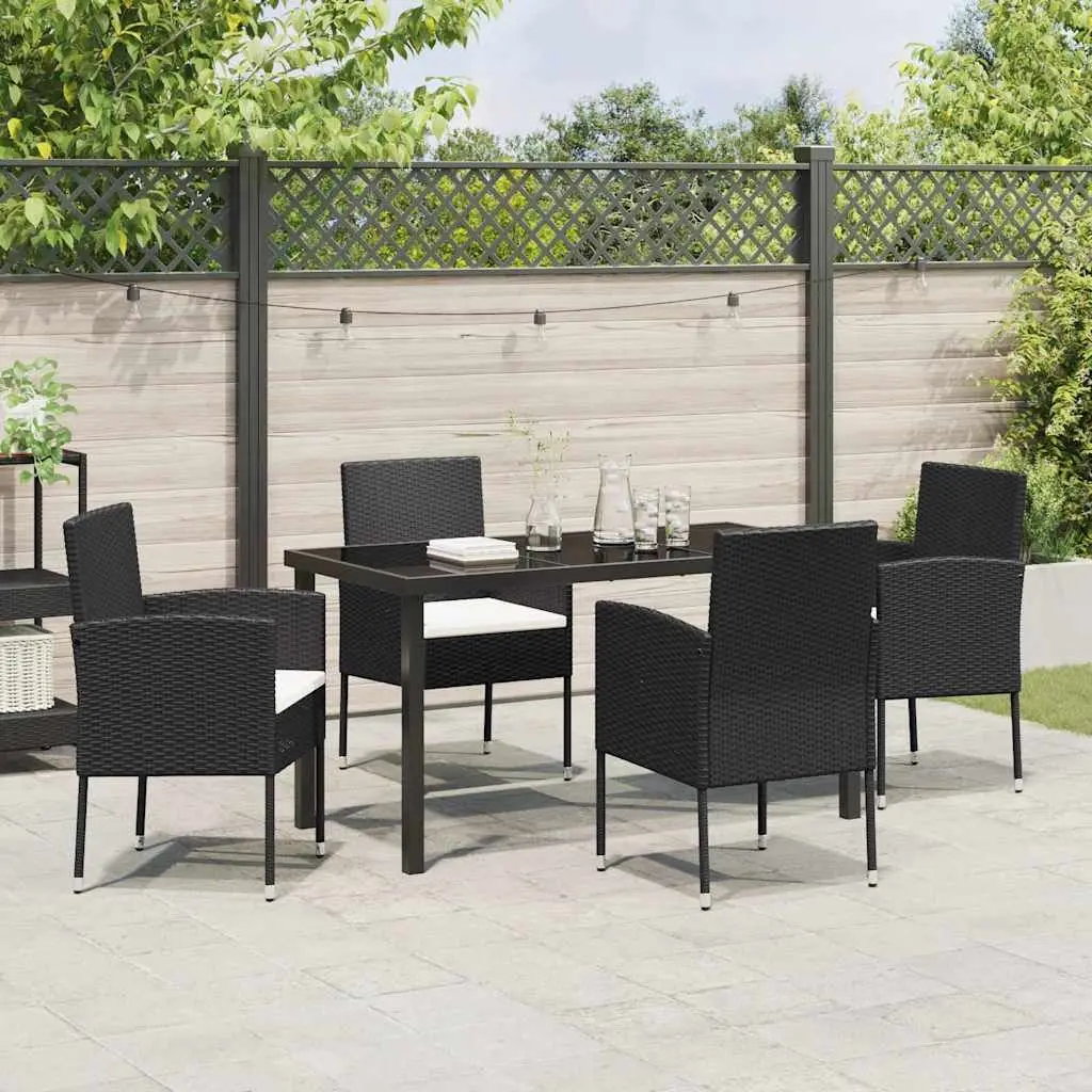 Garden Dining Set 5 Piece Outdoor Furniture Table and Chairs with Cushions Black
