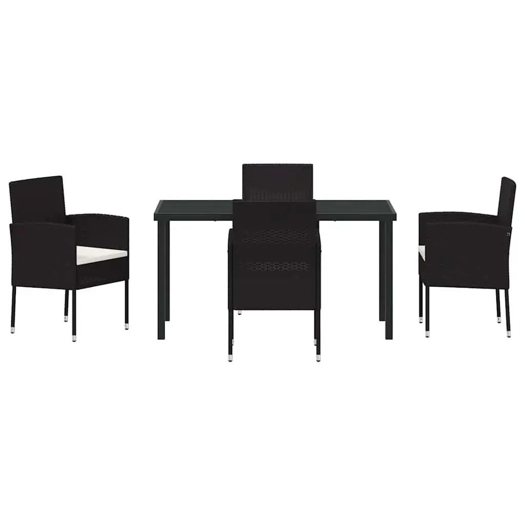 Garden Dining Set 5 Piece Outdoor Furniture Table and Chairs with Cushions Black