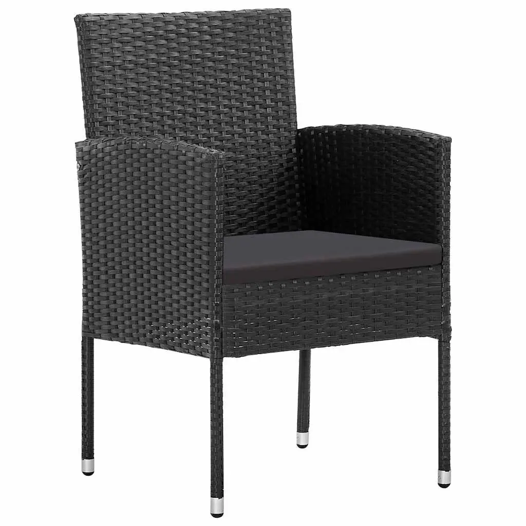 Garden Dining Set Outdoor Furniture 3 Piece Black Poly Rattan Table Chairs