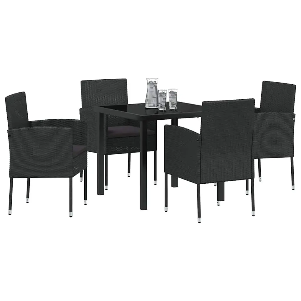 Garden Dining Set Outdoor Furniture 5 Piece Table Chairs with Cushions Black