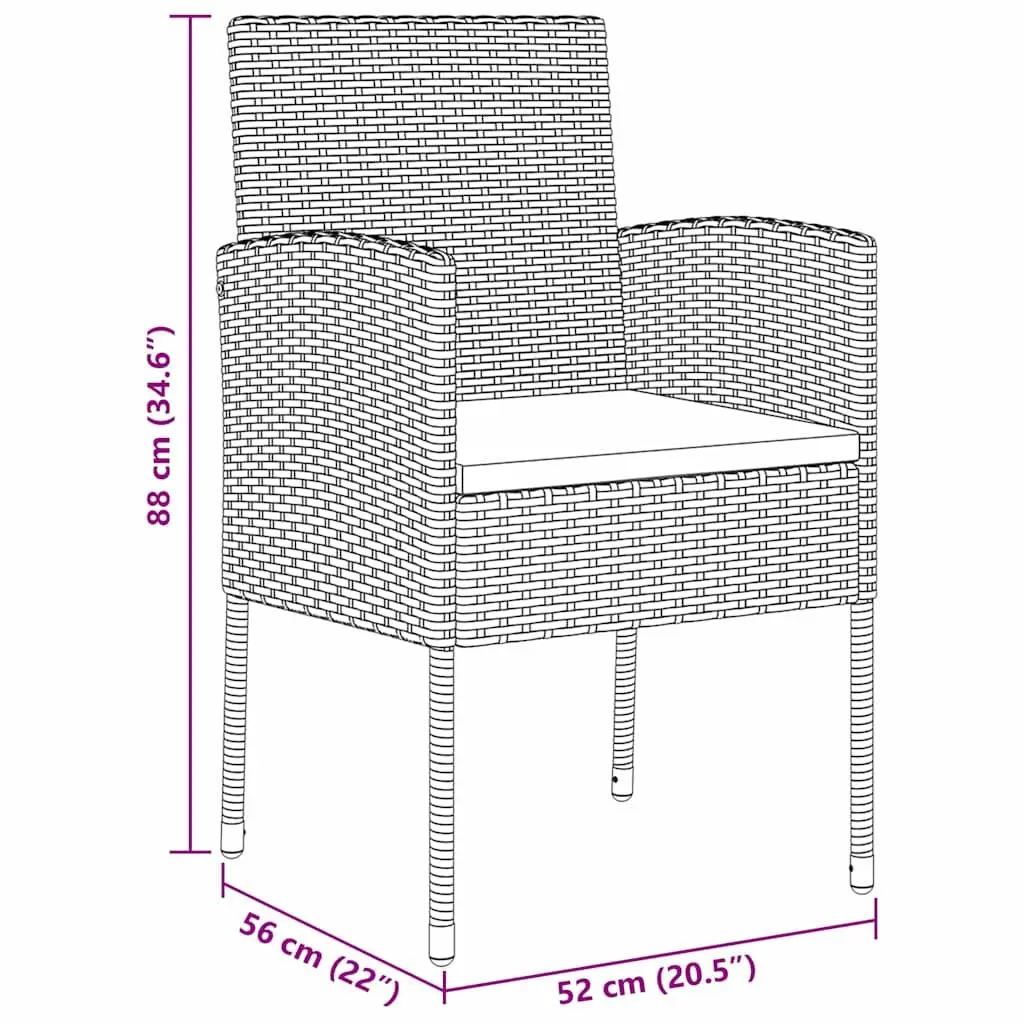 Outdoor Dining Set Garden 5 Piece Black Poly Rattan Table Chairs