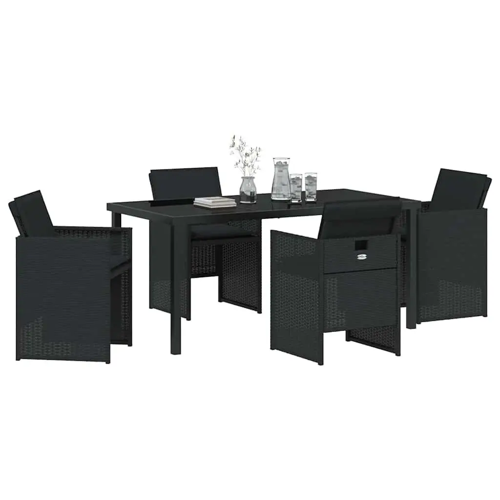 Garden Dining Set Outdoor Furniture 5 Pieces Black Patio Table Chairs Cushions