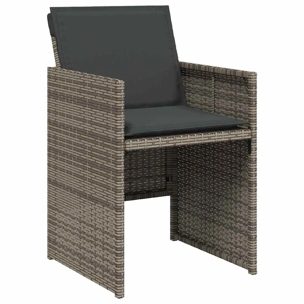 Garden Dining Set 5 pcs Grey Poly Rattan with Glass Table