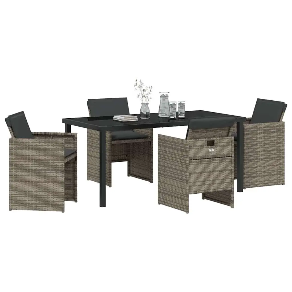 Garden Dining Set Outdoor Furniture 5 Piece Table Chairs Grey Poly Rattan