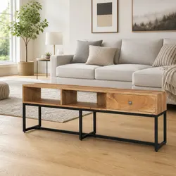Dimensions 160x30x45 cm Acacia TV Cabinet with Drawer