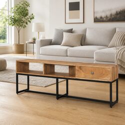 Dimensions 160x30x45 cm Acacia TV Cabinet with Drawer