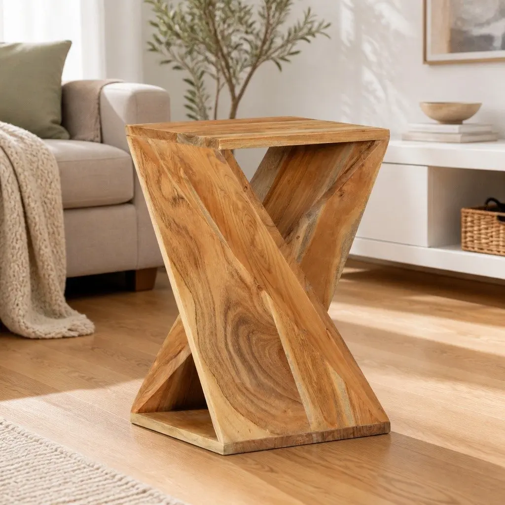 Solid Wood Acacia Side Table 35x35x55 cm