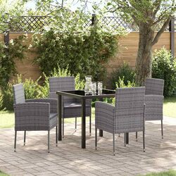 5 Piece Outdoor Dining Set: Table and Cushioned Chairs