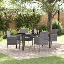 Garden Dining Set 5 Piece Outdoor Furniture Table Chairs Cushion Grey Patio