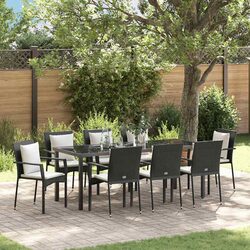 Outdoor Garden Dining Set: 9 Pieces in Black Poly Rattan