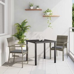 3-Piece Garden Dining Set with Tempered Glass and Rattan Chairs