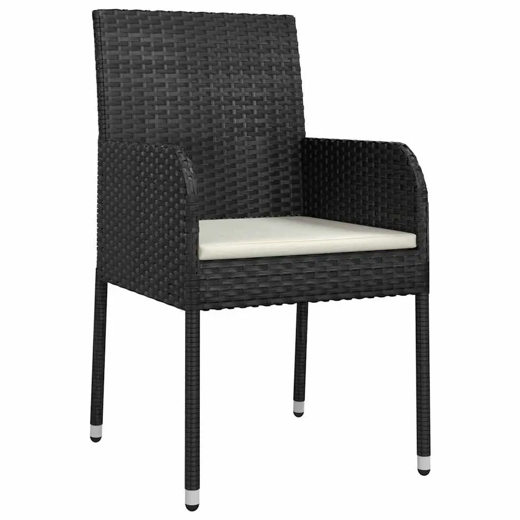 Garden Dining Set Outdoor Furniture 5 Piece Poly Rattan Black with Cushions