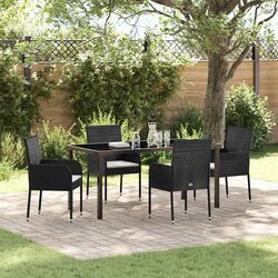Garden Dining Set: 5 Pieces, Black, Weather-Resistant
