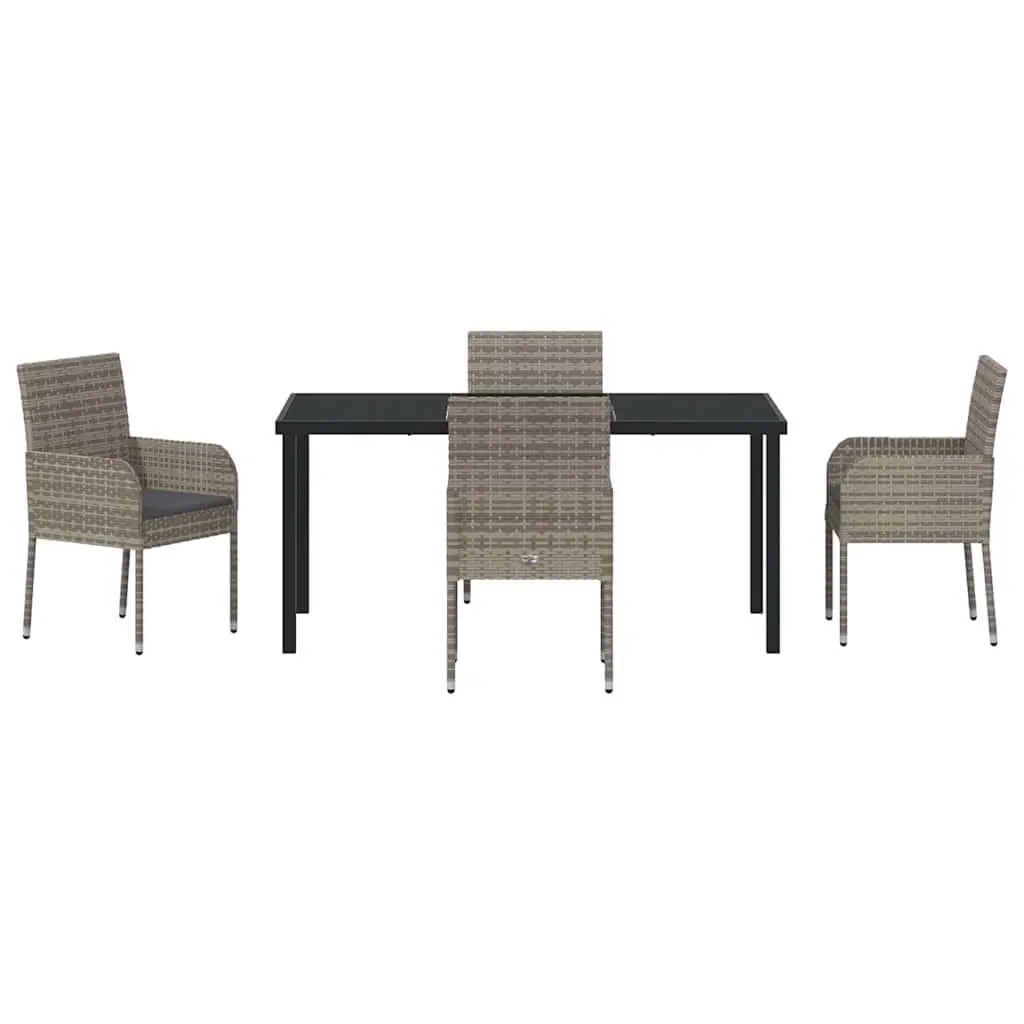 5 Piece Garden Dining Set with Tempered Glass Tabletop