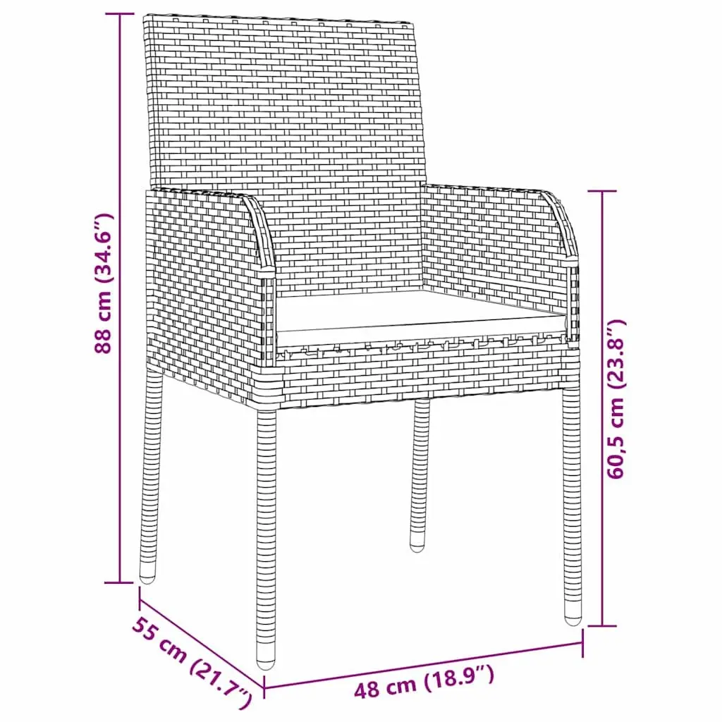 Garden Dining Set 7 Piece Outdoor Furniture Grey Poly Rattan with Cushions