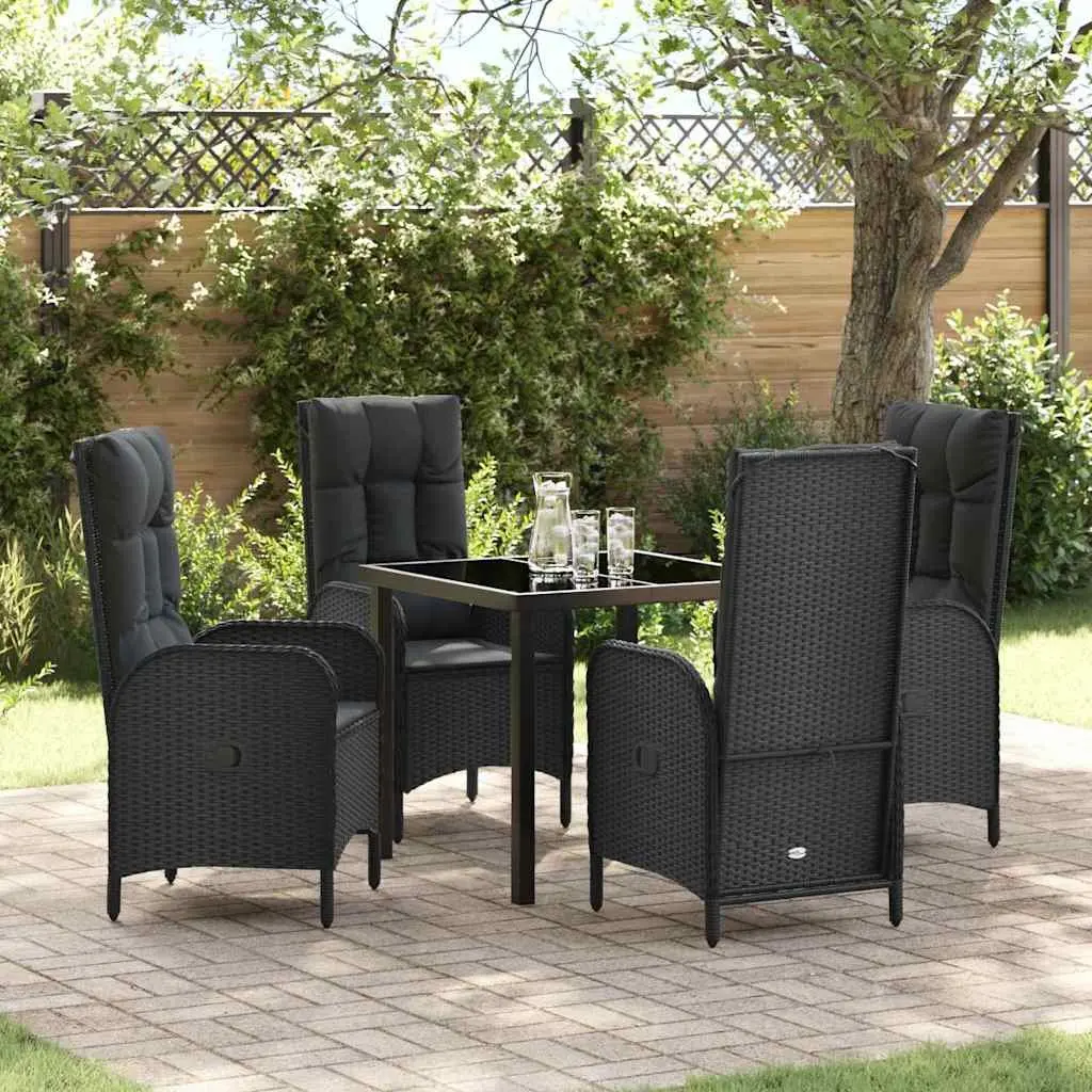 Garden Dining Set Outdoor Furniture 5 Piece Black