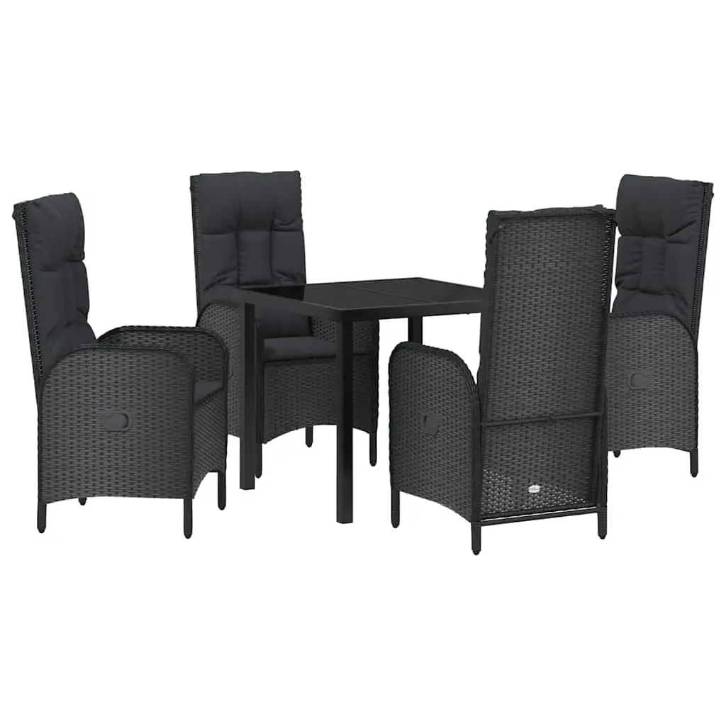 Garden Dining Set Outdoor Furniture 5 Piece Black