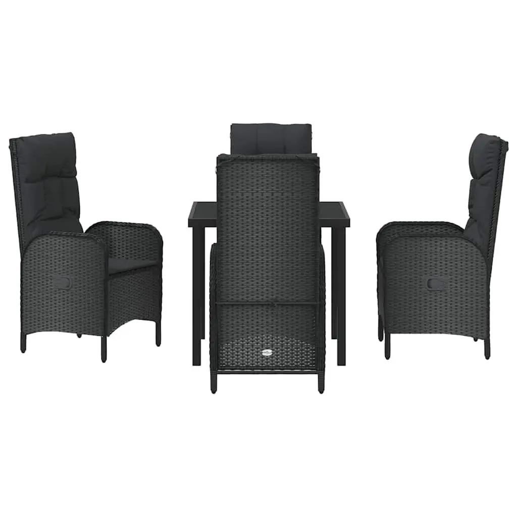 Garden Dining Set Outdoor Furniture 5 Piece Black
