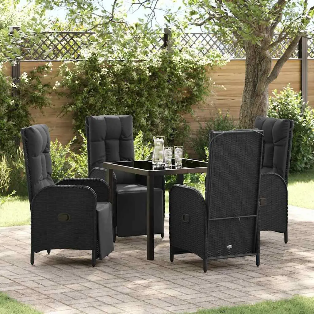 Garden Dining Set Outdoor Use 5 Piece Black