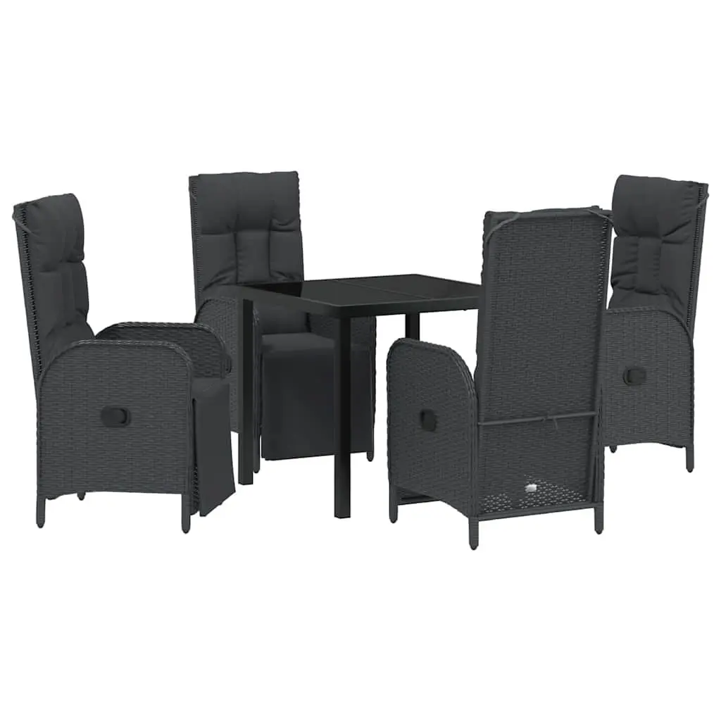 Garden Dining Set Outdoor Use 5 Piece Black