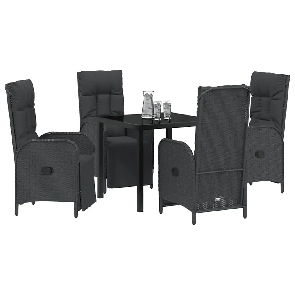 Garden Dining Set Outdoor Use 5 Piece Black