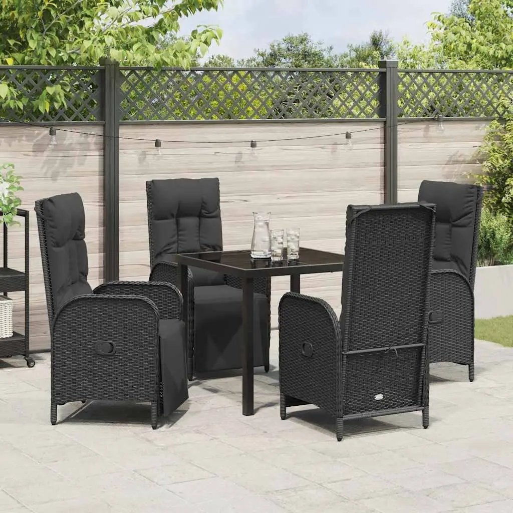 Garden Dining Set Outdoor Use 5 Piece Black