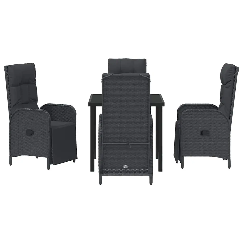 Garden Dining Set Outdoor Use 5 Piece Black