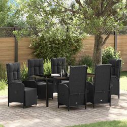 Black Outdoor Garden Dining Set: 7 Piece Specs Overview