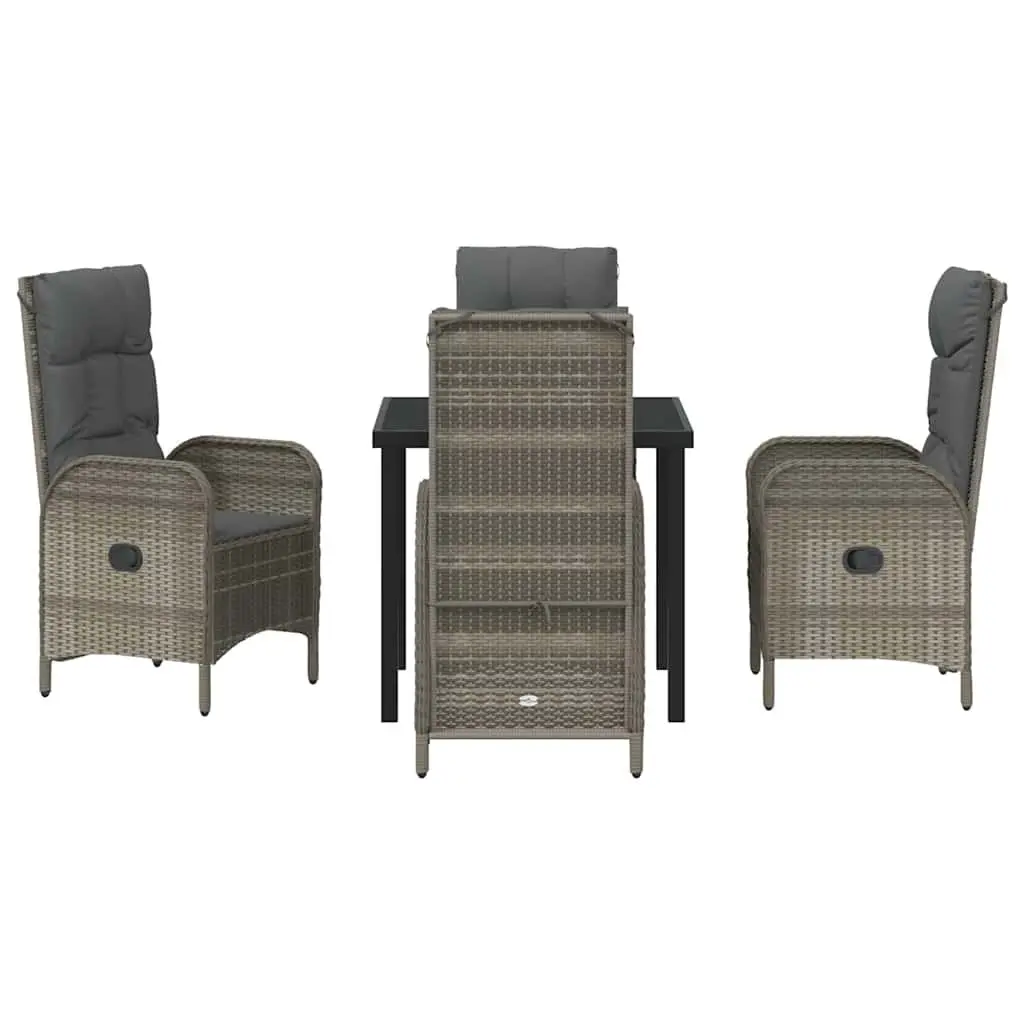 5-Piece Garden Dining Set with Grey Poly Rattan