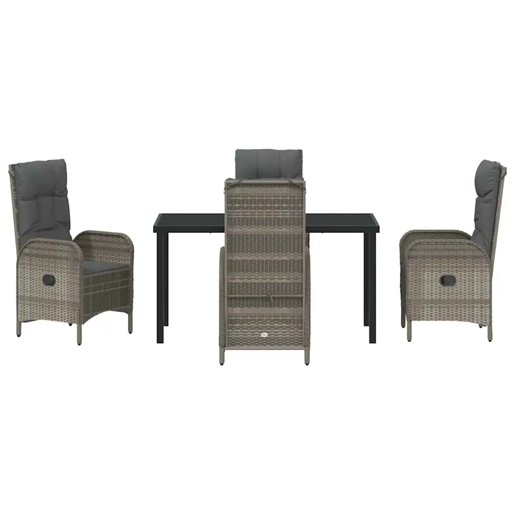 Garden Dining Set Outdoor 5 Piece Grey Poly Rattan Cushion Patio Furniture