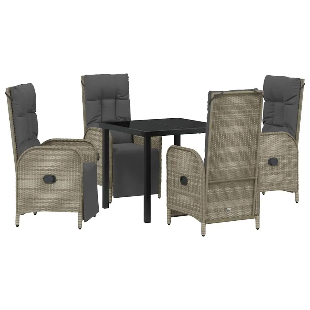 Garden Dining Set Outdoor Furniture 5 Pieces Poly Rattan Grey with Cushions