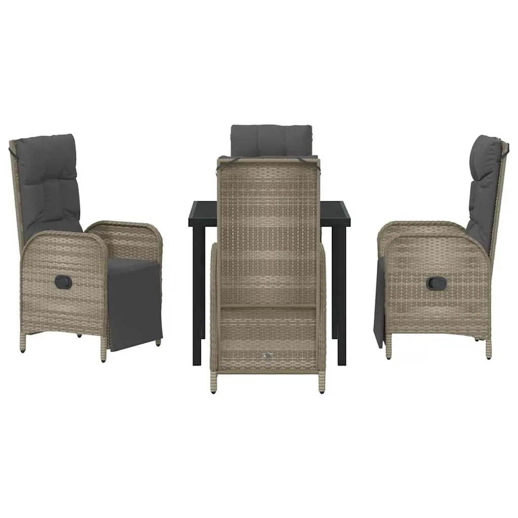 Garden Dining Set Outdoor Furniture 5 Pieces Poly Rattan Grey with Cushions