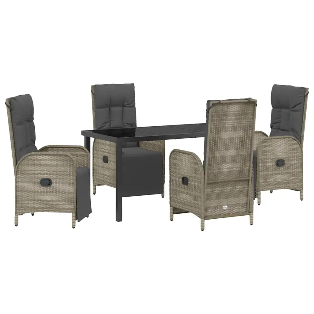 Garden Dining Set 5 Pcs Outdoor Furniture Poly Rattan Grey Patio Chairs Table