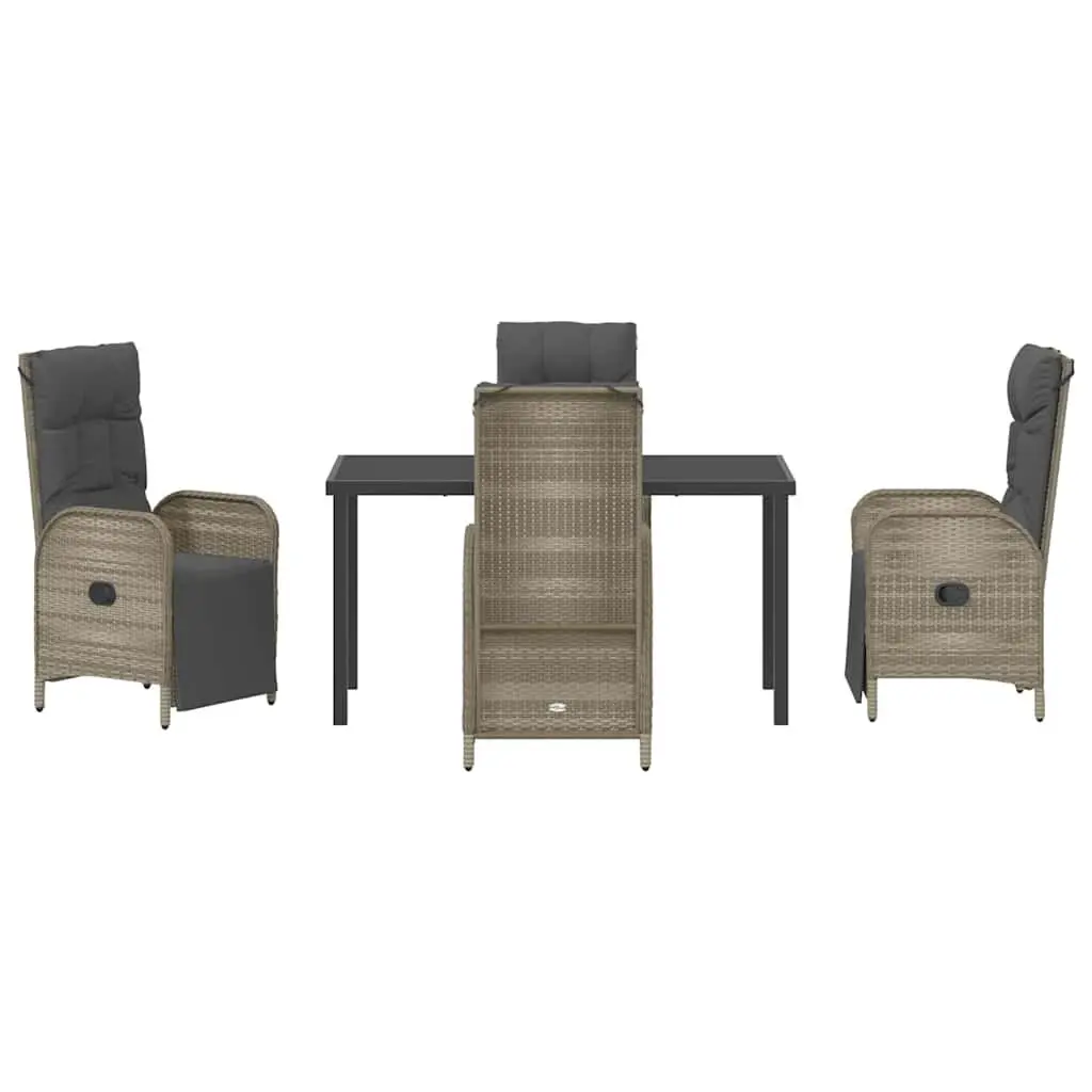 Garden Dining Set 5 Pcs Outdoor Furniture Poly Rattan Grey Patio Chairs Table