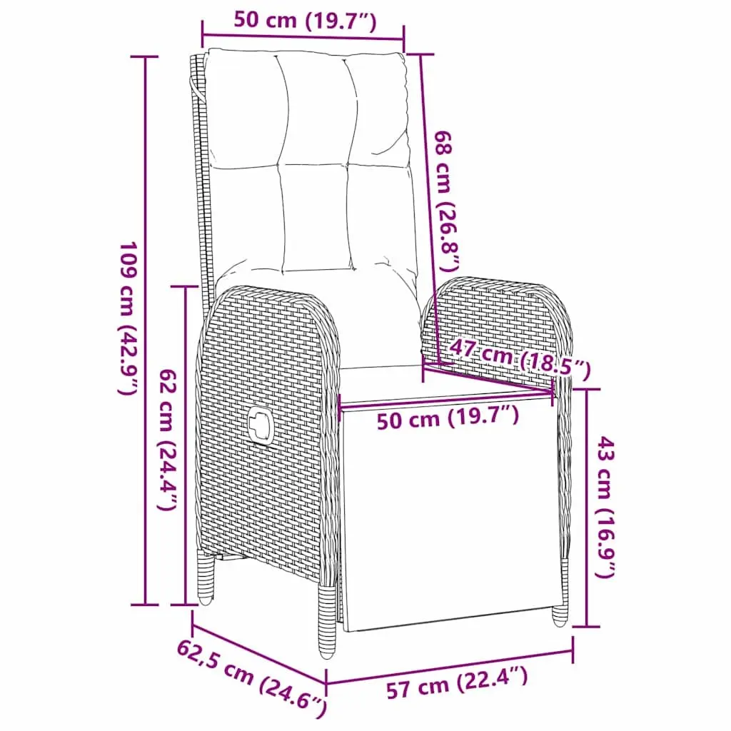 Garden Dining Set 7 Pieces Outdoor Furniture for Patio and Garden Grey Poly Rattan with Cushions