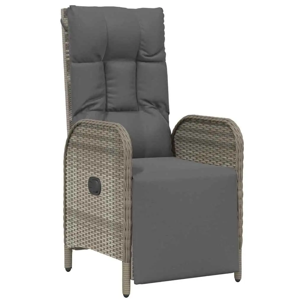 Garden Dining Set 7 Pieces Outdoor Furniture for Patio and Garden Grey Poly Rattan with Cushions