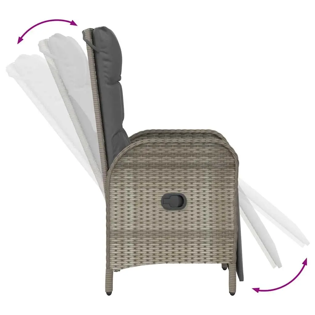Garden Dining Set 7 Pieces Outdoor Furniture for Patio and Garden Grey Poly Rattan with Cushions