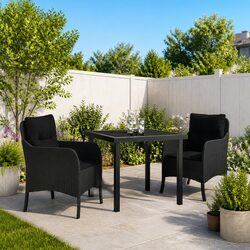 Specifications of Black 3-Piece Outdoor Dining Set with Cushions