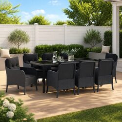 Specifications for 9-Piece Black Rattan Dining Set