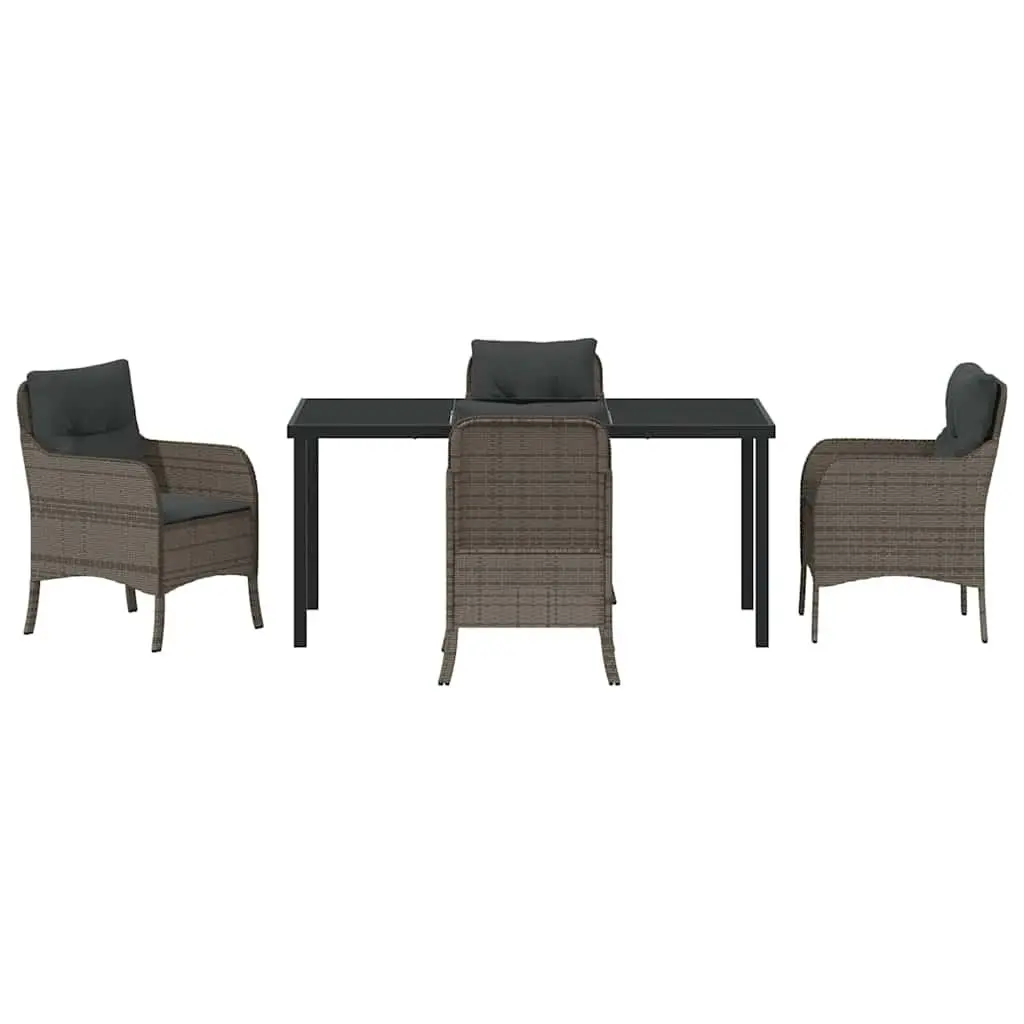 Garden Dining Set Outdoor Furniture 5 Piece Grey Poly Rattan with Cushions