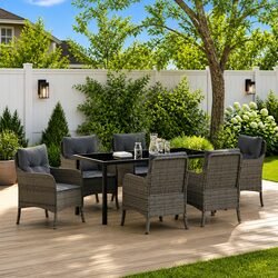 7-Piece Outdoor Dining Set: Dimensions and Materials Overview