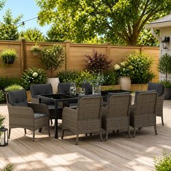 Specifications of Grey 9-Piece Garden Dining Set