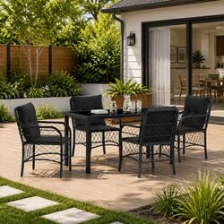5-Piece Black Garden Dining Set Specifications and Features