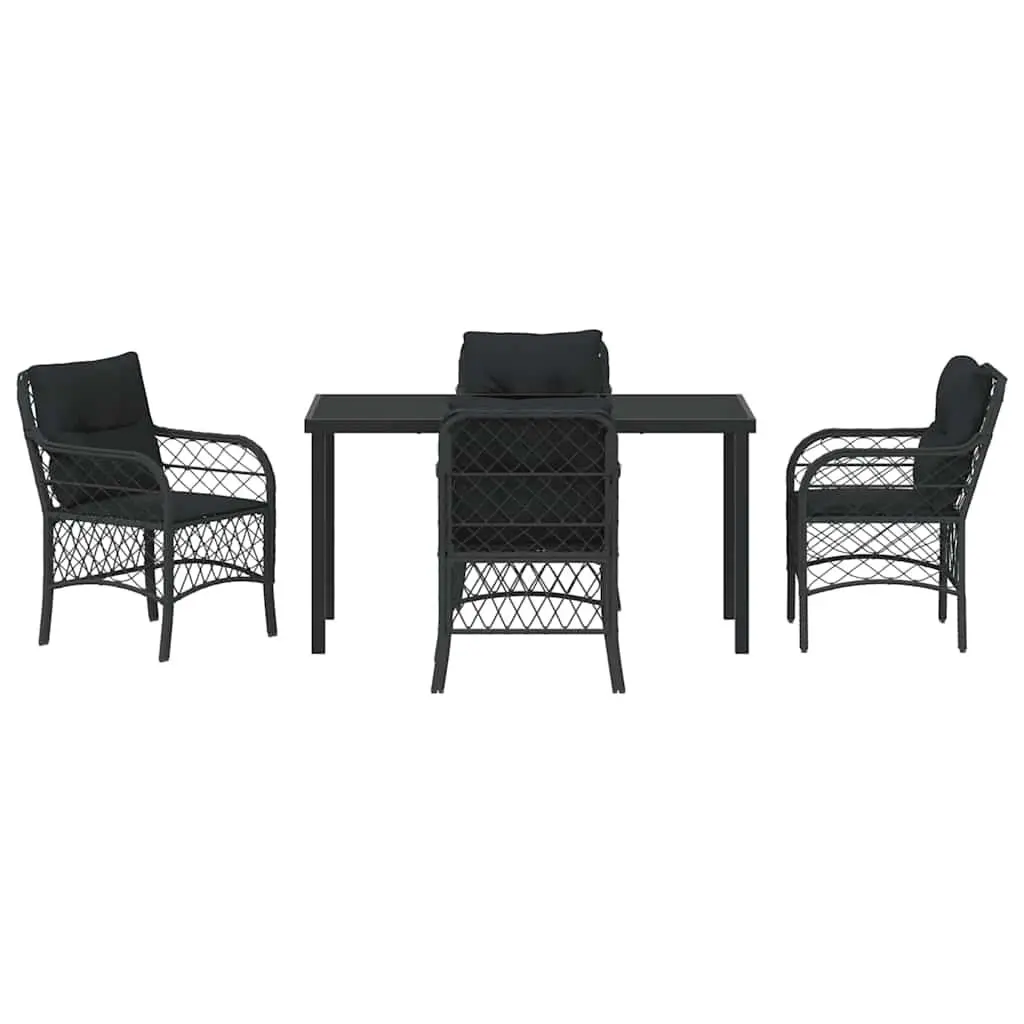 Garden Dining Set 5 Pieces Black Outdoor Furniture Patio Table Chairs Cushions