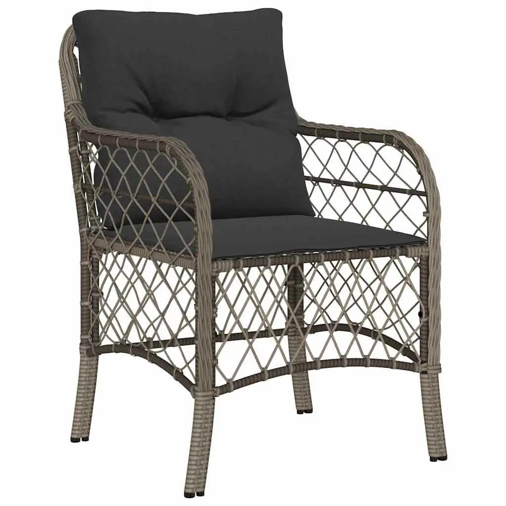 Garden Dining Set 5-Piece Grey Poly Rattan Outdoor Furniture with Cushions