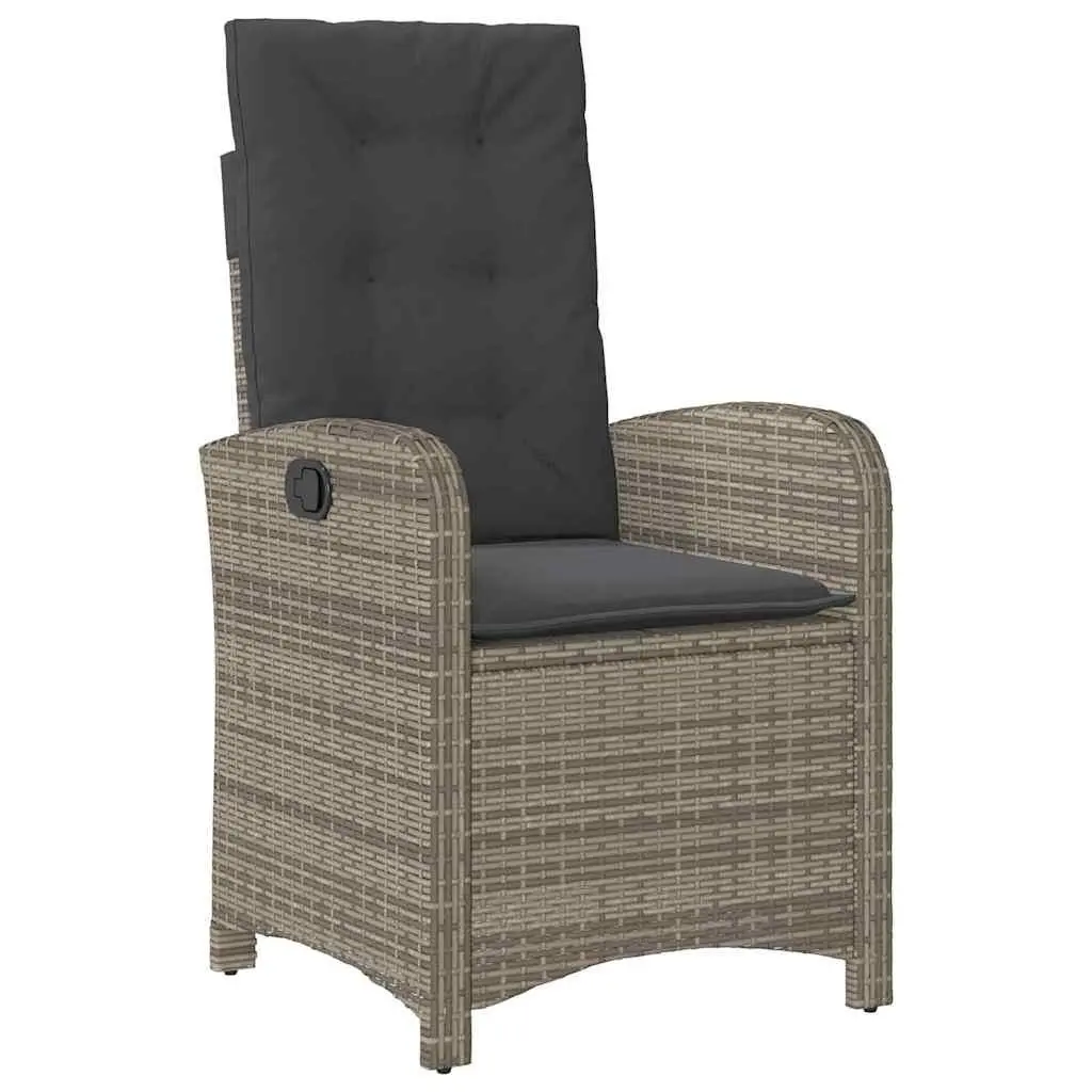 Outdoor Dining Set 5 Piece Modern Grey Poly Rattan with Cushions for Patio and Garden