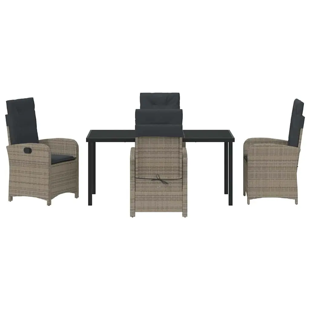 Garden Dining Set 5 Piece Outdoor Furniture Grey Poly Rattan with Cushions