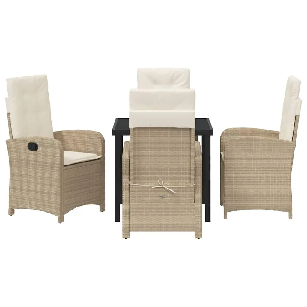 Garden Dining Set 5 Piece Outdoor Furniture Beige Poly Rattan with Cushions