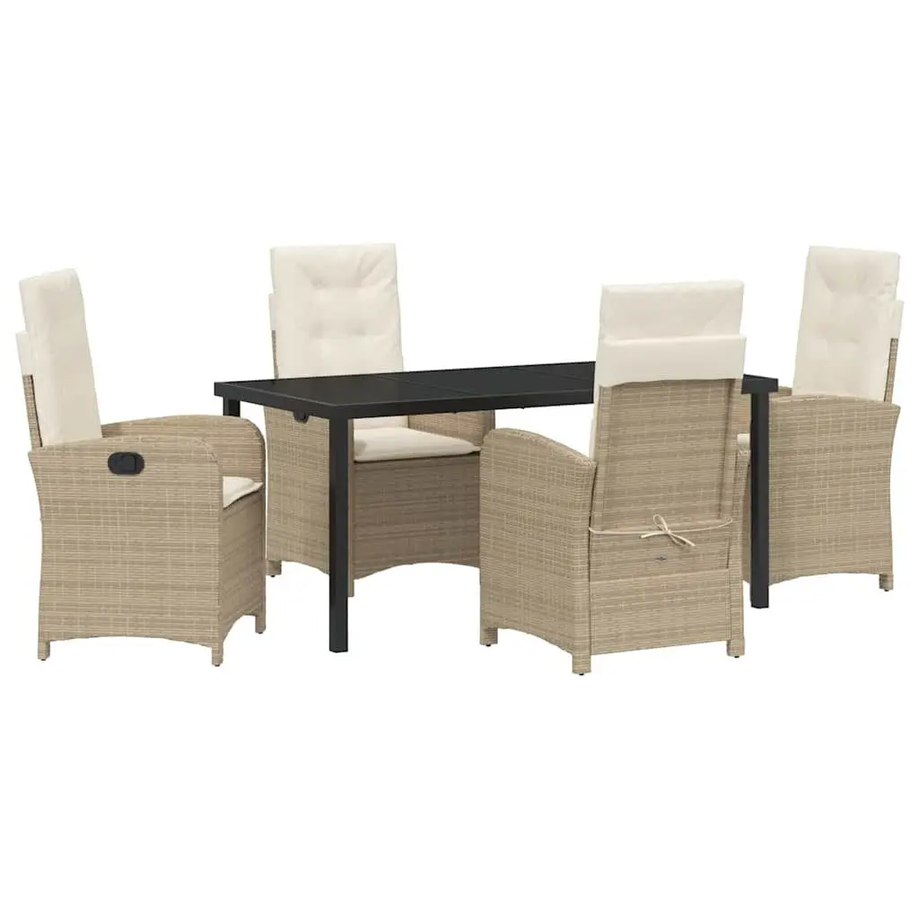 Garden Dining Set Outdoor Furniture 5 Piece Beige Poly Rattan